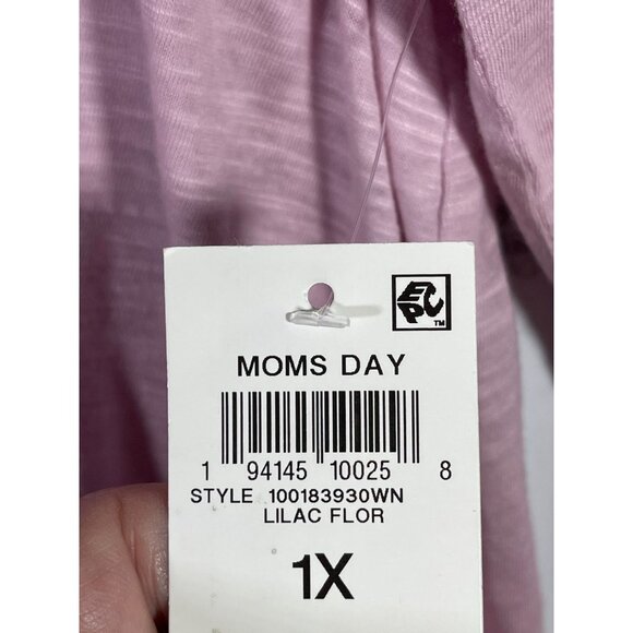 Style & Co Womens Pink Eyelet Embroidered Peasant Blouse 3/4 Sleeve Size 1X - Picture 7 of 7